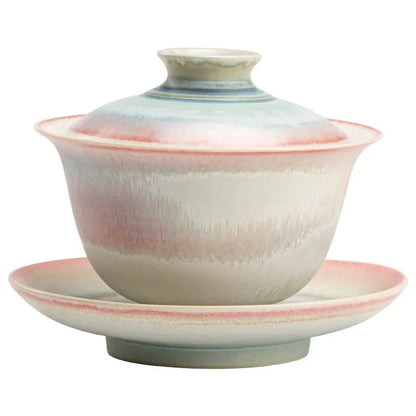 Kiln Change Pink For Tea Chinese Jingdezhen Tureen Teaware Set Tea Bowl Tea Cups