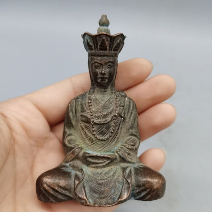 Collected Old Art Bronze Handmade Buddha Tang Monk Figure Statue Netsuke Tea Pet