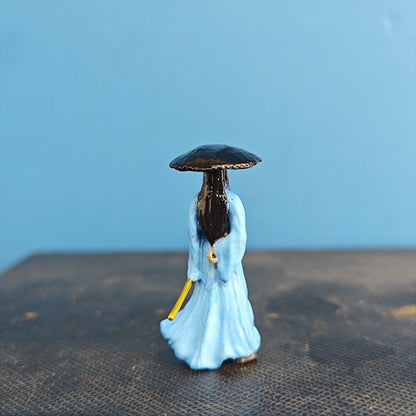 1.2"Brass Color Painting China Ancient Doll Bonsai Rockery Miniature Landscape