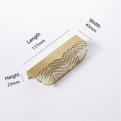 Brass Gold Leaf Design Cabinet Handles Invisible Drawer Pulls Cabinet knobs