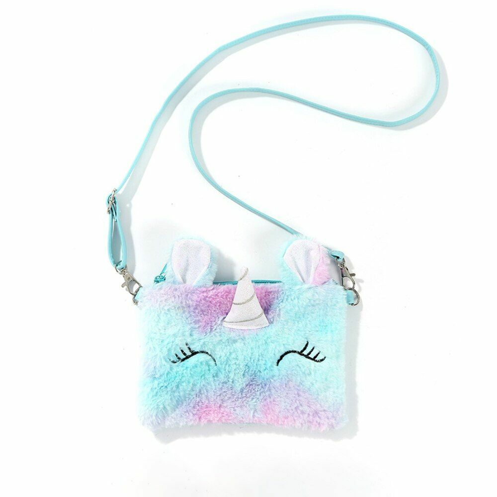 Shoulder Bag Plush Cartoon Boys Crossbody Girls Party Gift Shiny Unicorn Handbag