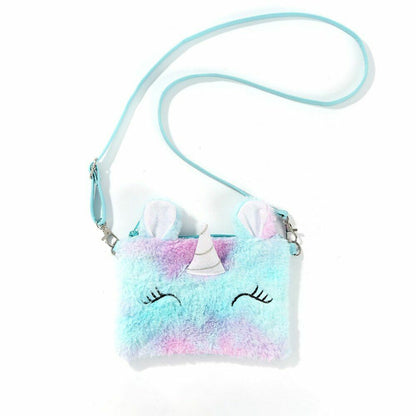 Shoulder Bag Plush Cartoon Boys Crossbody Girls Party Gift Shiny Unicorn Handbag