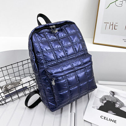 Plaid Backpack Light Casual Bags Women School Back Bags 27*38*10 CM Silver/Gold
