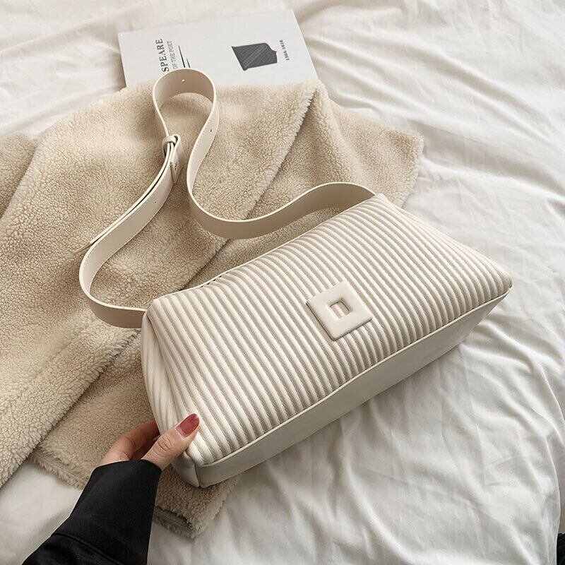 Shoulder Side Bags for Women PU Leather Small Bag Pleats Handbags and Purses