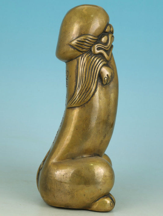 NICE ASIAN CHINESE OLD BRONZE CARVED PENIS GOD COLLECT STATUE FIGURE ORNAMENT