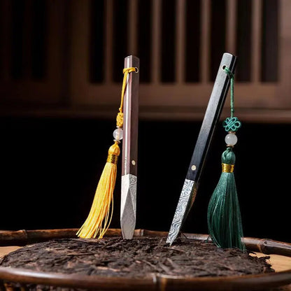 Zen Tea Knife Handmade Tea Needle Black Sandalwood Steel Puer Tea Knife Tea Set