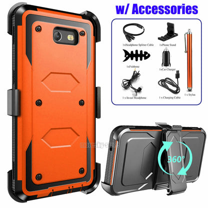 For Samsung Galaxy J7 2017 Sky Pro Rugged Clip Holder Case Cover, w/ Accessories