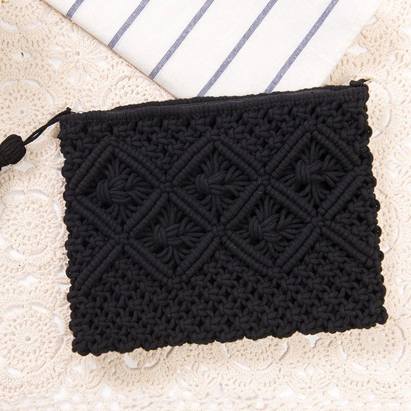 Bohemian Straw Woven Clutches Bag Fashionable Tassel Causal Handbag Vintage Bag