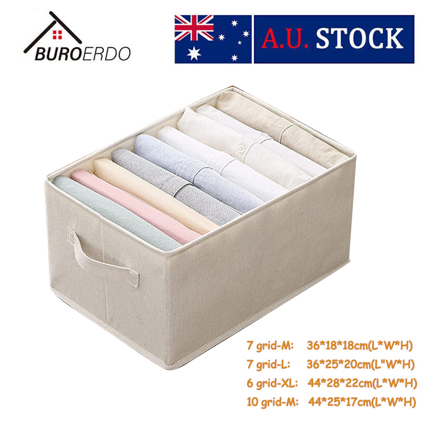 6/7/9 Grids Storage Bag Wardrobe Clothes Jeans Organizer Foldable Drawer AU HOT