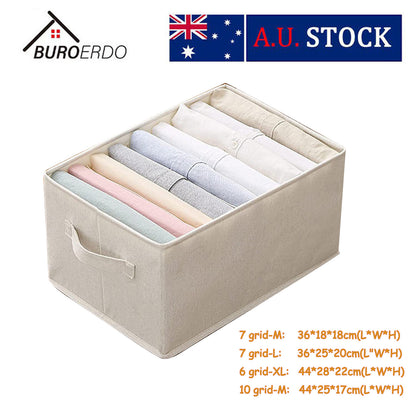 6/7/9 Grids Storage Bag Wardrobe Clothes Jeans Organizer Foldable Drawer AU HOT