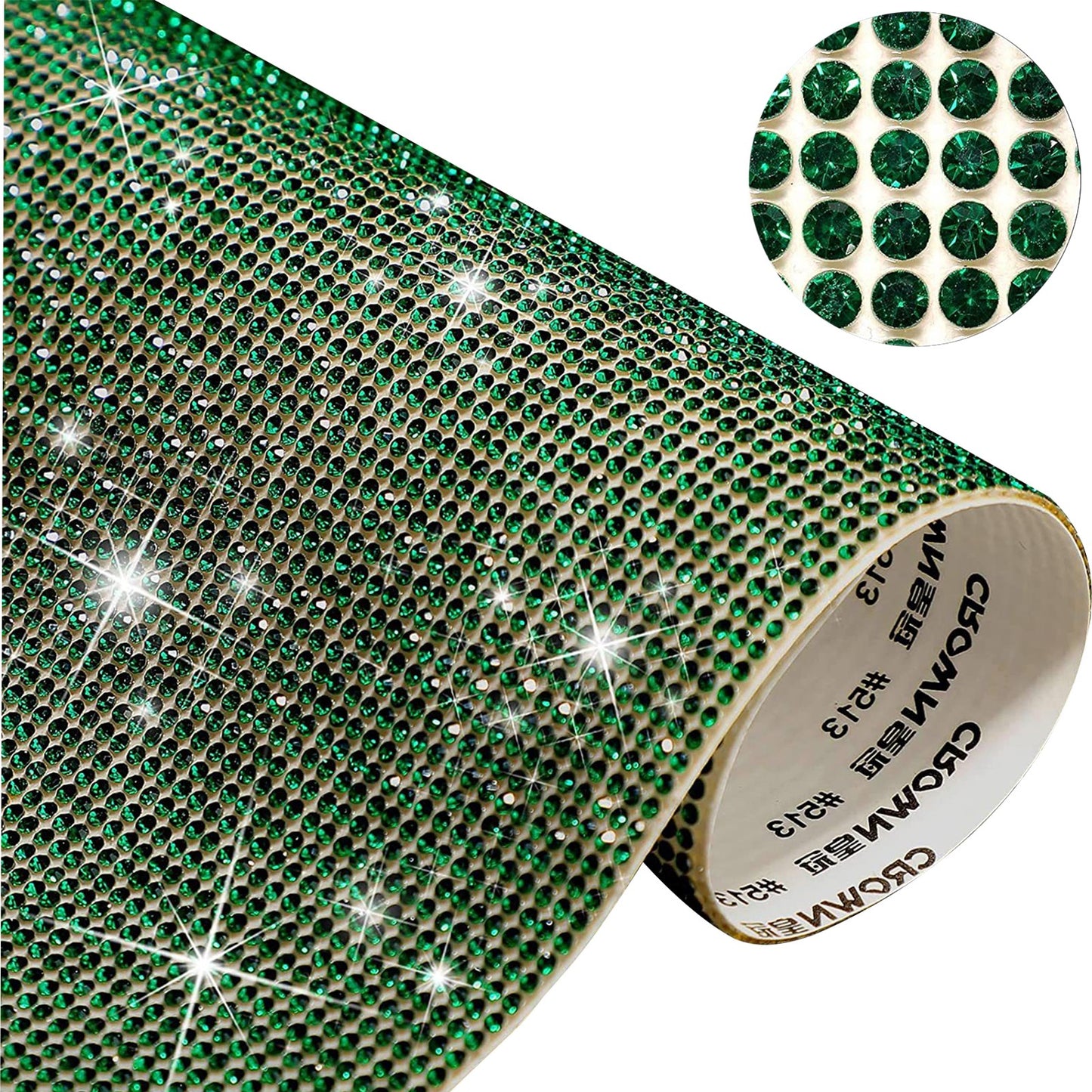 2mm Rhinestone Sticker Sheet Self Adhesive Bling Diamond Crystal Decals Green g