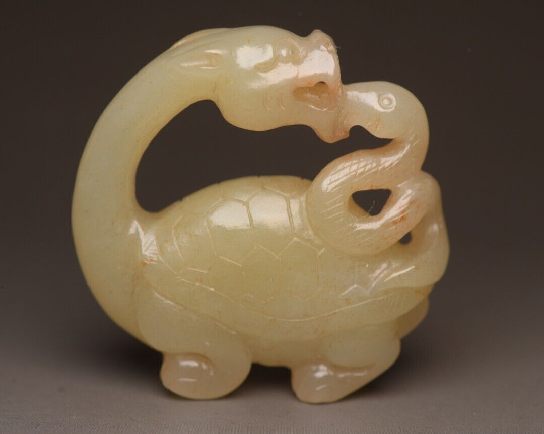 Chinese Hetian Jade Carving Dragon Turtle Statue Sculpture Nice Art Collections