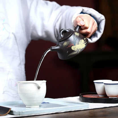 190ml Yixing Purple Clay Pot Handmade Landscape Pattern Teapot Kung Fu Tea Set