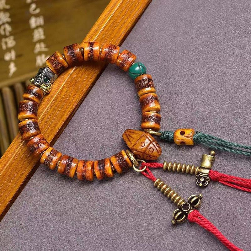 Tibetan Bead Bracelet 10x8mm Single Circle Buddhist Prayer Mala Ethnic Jewelry