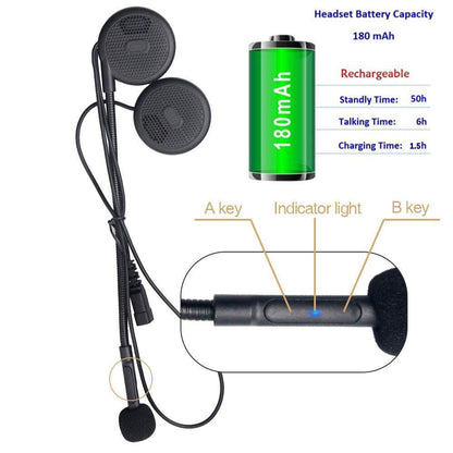 Rechargeable Motorcycle Helmet Headset Speaker Mic Bluetooth 5.0 Handsfree Music
