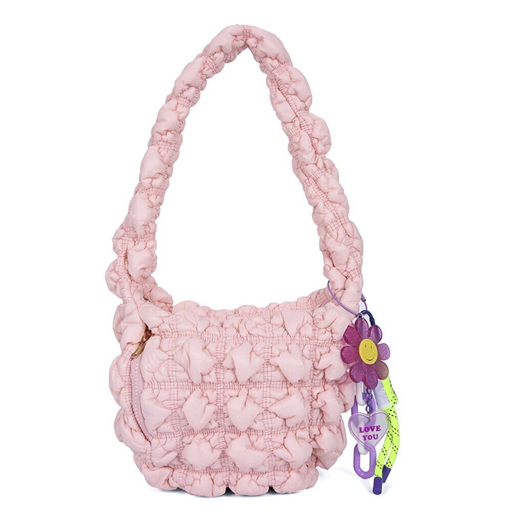 Nylon Women Shoulder Bags Lady Handbags Pleated Underarm Bag Small