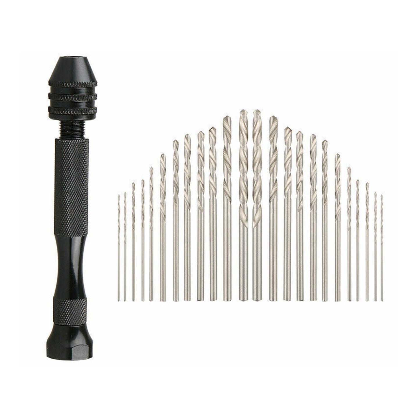 26pcs Micro Hand Drill Bits Small Manual Keyless Chuck Pin Vise Rotary Tool Kit