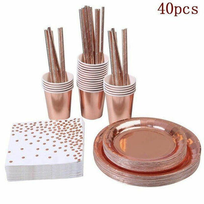 8Pcs/Set Disposable Tableware Plate/Napkin Birthday Wedding Party Decor Supplies