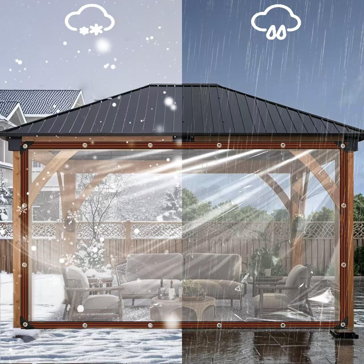 Clear Tarps Heavy Duty Waterproof - 8X10Ft Clear Plastic Tarp with Grommets Tran