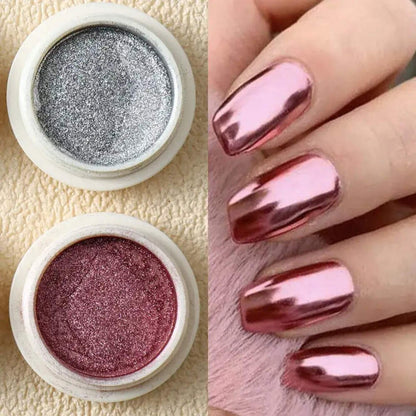 Gold Metallic Mirror Nail Powder – 6pc Chrome Set