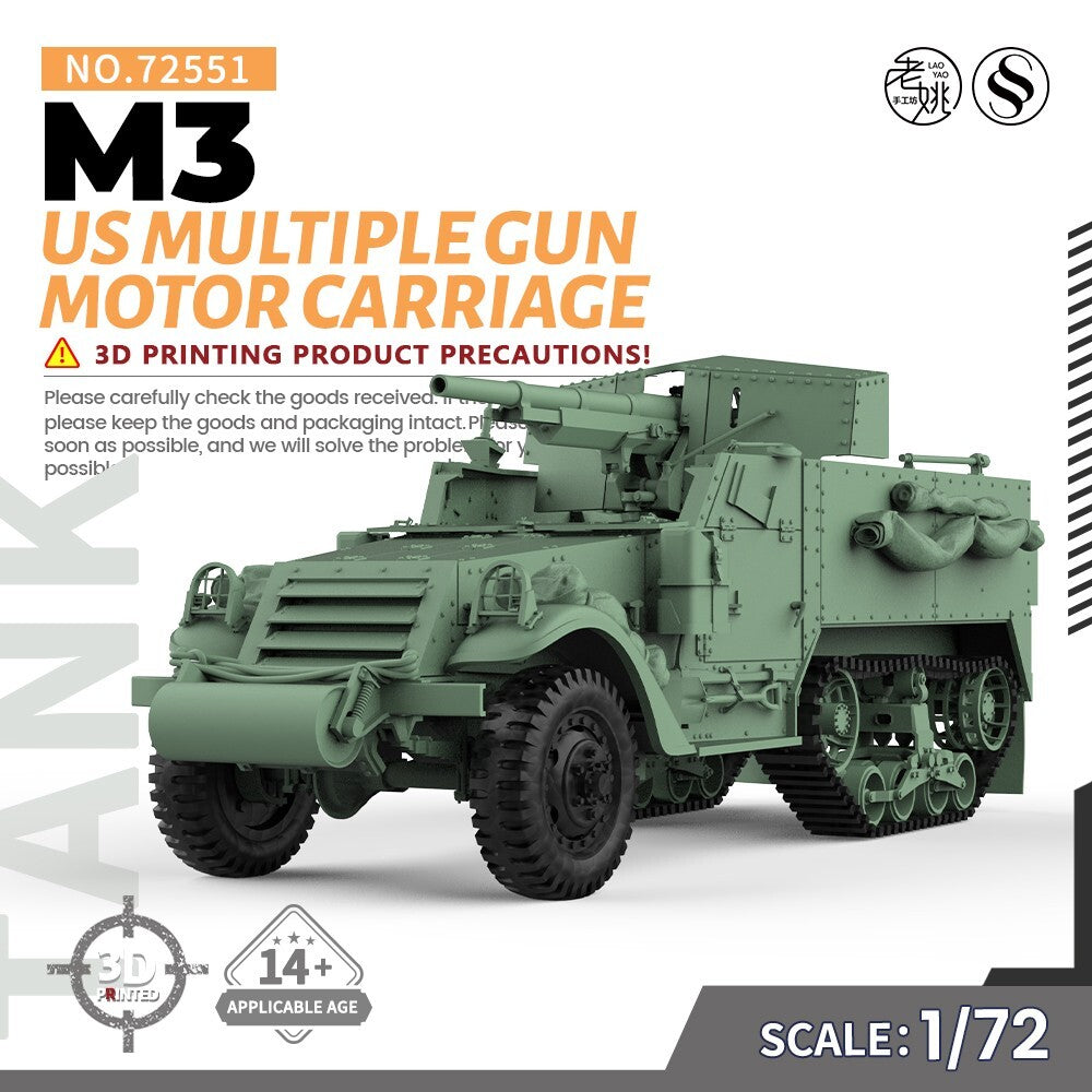 SSMODEL SS72551 1/72 25mm Military Model Kit US M3 Multiple Gun Motor Carriage