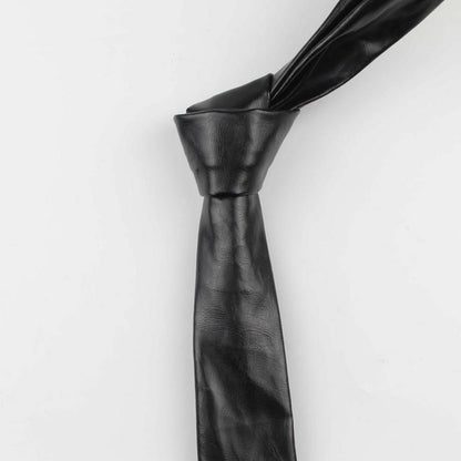 Men's Fashion Leather Patchwork Ties 144x5.5cm Wedding Party Women Adult Necktie