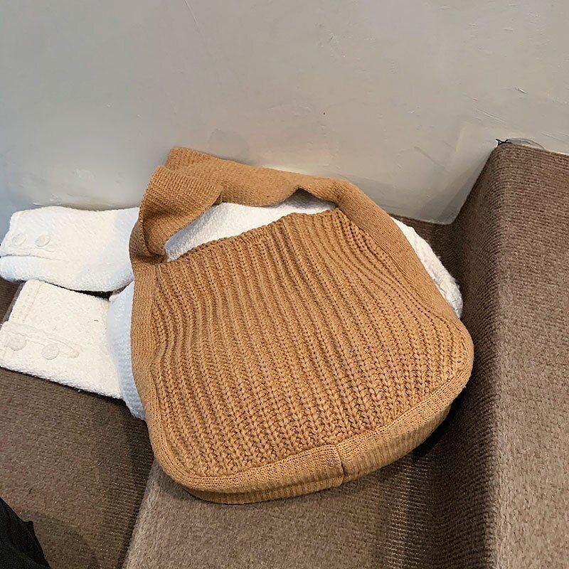 Shoulder Large Handbags Autumn Winter Knitting Shopping Handle Women Shopper Bag
