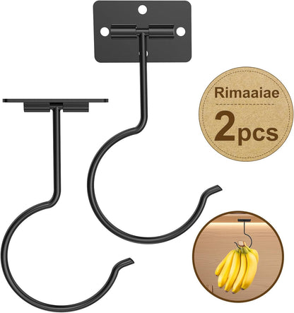2 Packs under Cabinet Banana Hooks, Foldable Magnetic Banana Holder with Strong