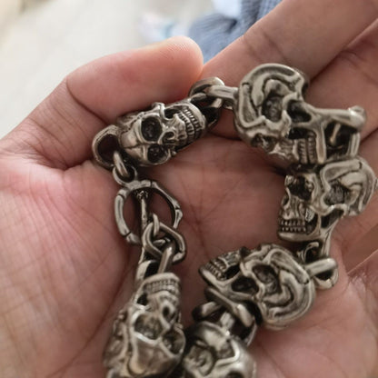 White Copper Miaoyin Skull Bracelet Punk Rock Six Ghosts Lucky Chain