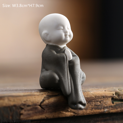 Chinese kungfu tea pet zisha ceramic home decoration mini monk ornament table