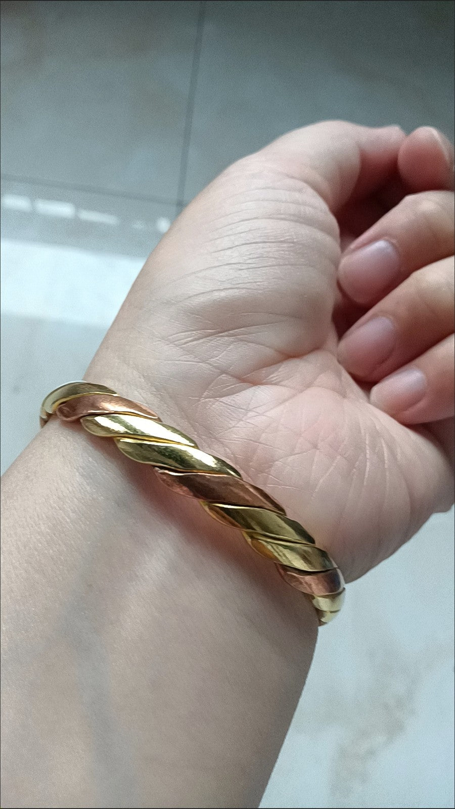 Nepalese Handmade Tri-Color Copper Bangle Ethnic Style