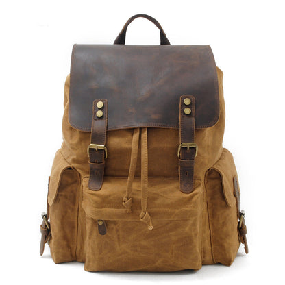 Water Resisant Vintage Waxed Canvas Backpack Hiking Travel Bag 15" Laptop Bag