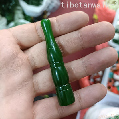 1PC Exquisite Chinese Green Jade Handmade Pipe Cigarette Holder
