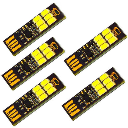 5x 6-LED USB Portable Keychain Lamp W/ Touch Dimming 1W 3200K Warm Light Kit