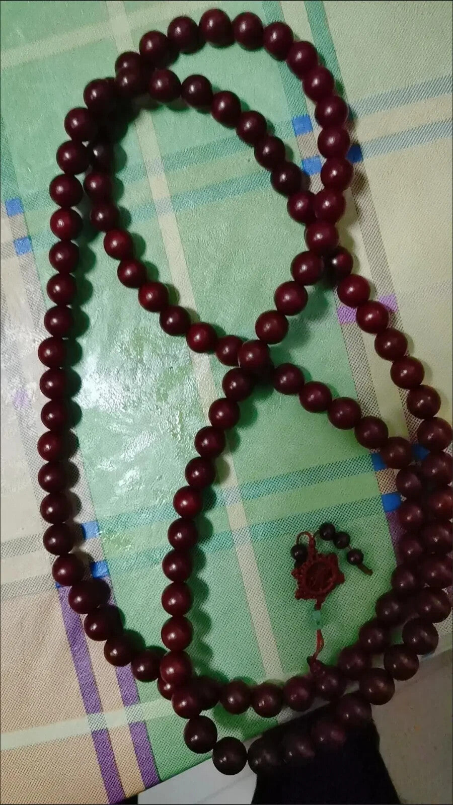 15mm 108 Beads Natural Wood Shaolin Buddha Monk Prayer Mala Red Beads Necklace