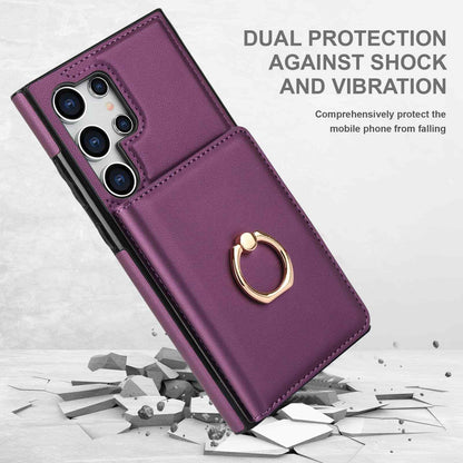 Wallet Case for Samsung Galaxy S25 + Plus Ultra with Card Holder Rotation Ring