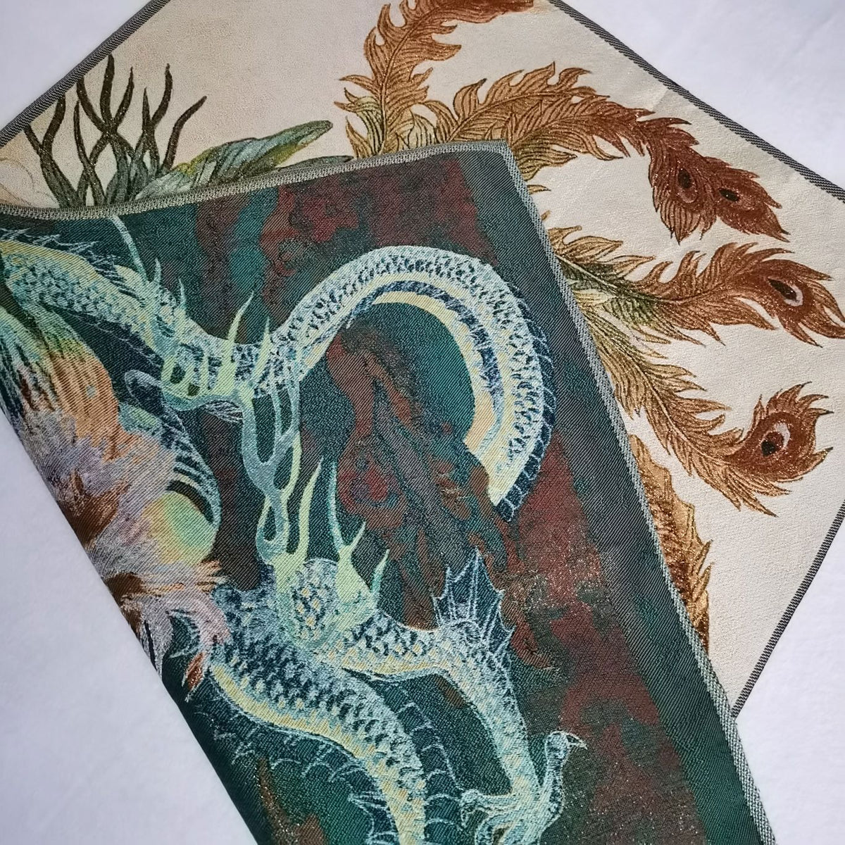36" Chinese Cloth Silk Dragon Phoenix Mural Wall Hanging Tapestry Meditation 1