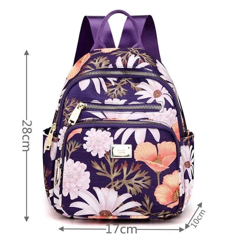Soft Nylon Small Backpack School Bags Polyester 17*10*28 CM Softback Floral 1 PC