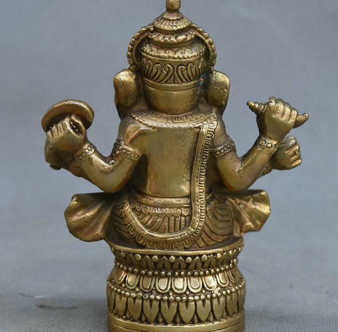 Copper Statue Tibetan Buddhism Brass Ganesha Ganapati Ganesh Lord God Elephant B