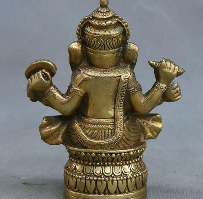 Copper Statue Tibetan Buddhism Brass Ganesha Ganapati Ganesh Lord God Elephant B