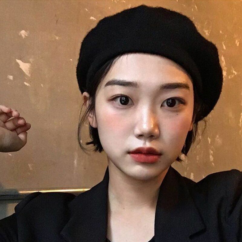 Women Beret Cap Winter Warm Wool Hat Fashion Elegant Plain Hiking Thermal 1 PC