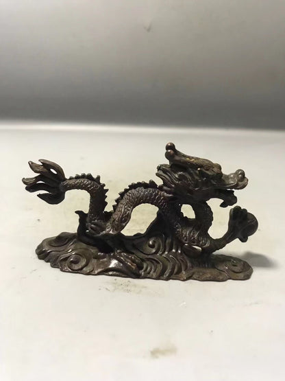 Rare Chinese bronze handmade dragon statue netsuke collectable tea pet art gift