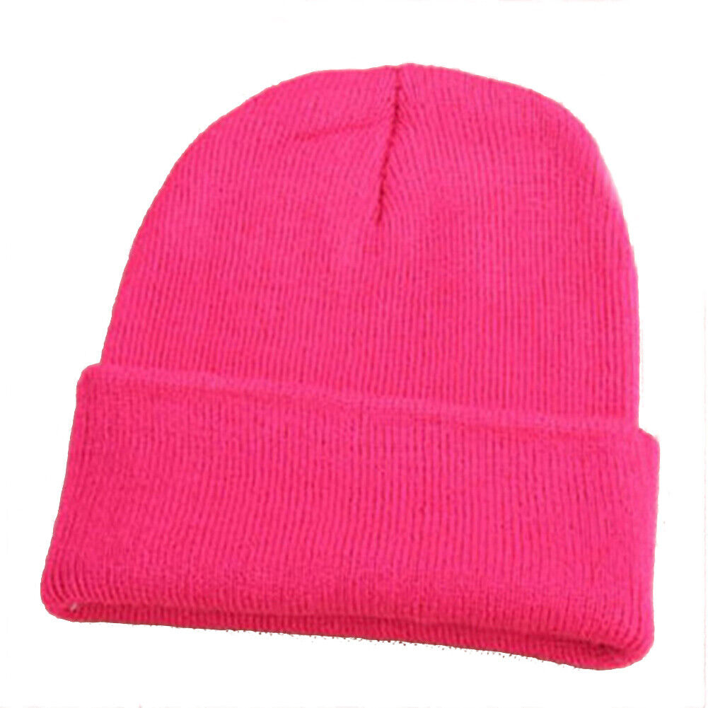 Beanie Hat Men Women Plain Knit Ski Cap Warm Elastic Skull Winter Cuff Thermal