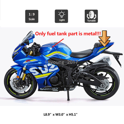 1:9 Suzuki GSX-1000R Motorcycle Model Diecast Toy Vehicle Toys for Boys White