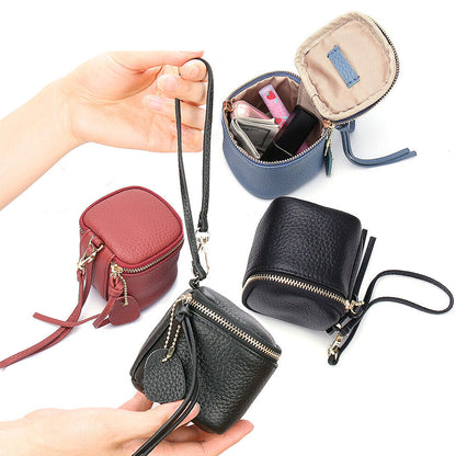 New Designer Genuine Leather Women's Zipper Wallet Mini Coin Purse Lipstick Bag