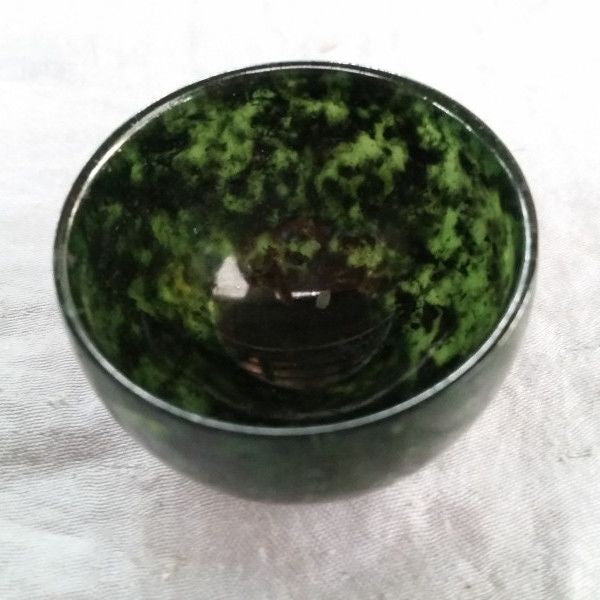 Natural Black Green Jade Serpentine Stone Tea Bowl 45x32mm Kung Fu Tea Cup