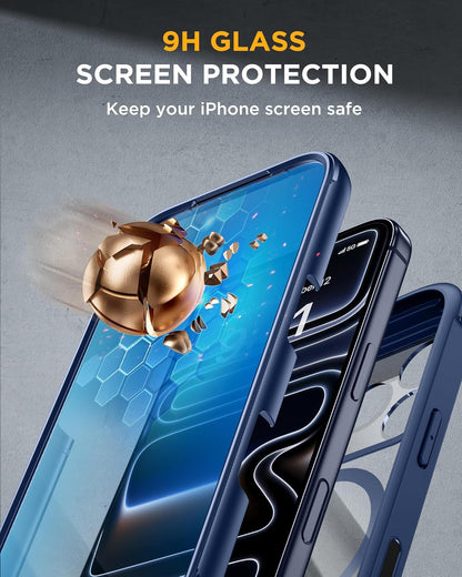 for Iphone 17 Pro Max Case 6.9" Full-Body Phone Case with Built-In Glass Screen