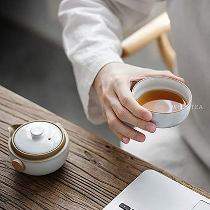 White Glaze Portable Kungfu Tea Set Ceramic Tea for One Set A Minimalist Look