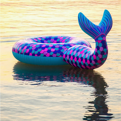 Giant Ride-on Inflatable Mermaid Fin Pool Float Beach Inner Tube (up to 200 lbs)