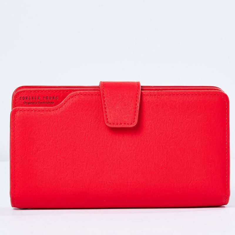 Synthetic Leather Wallet Clutch Purse Red 3Fold Zipper Purse Money Bag Coin 1 PC